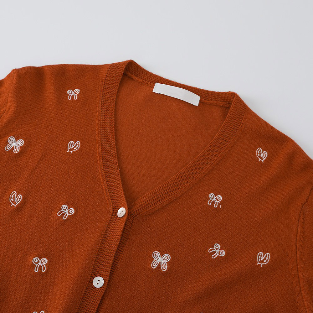 刺繡蝴蝶結針織外套,KOREA,355762,刺繡蝴蝶結針織外套,領500,999免運