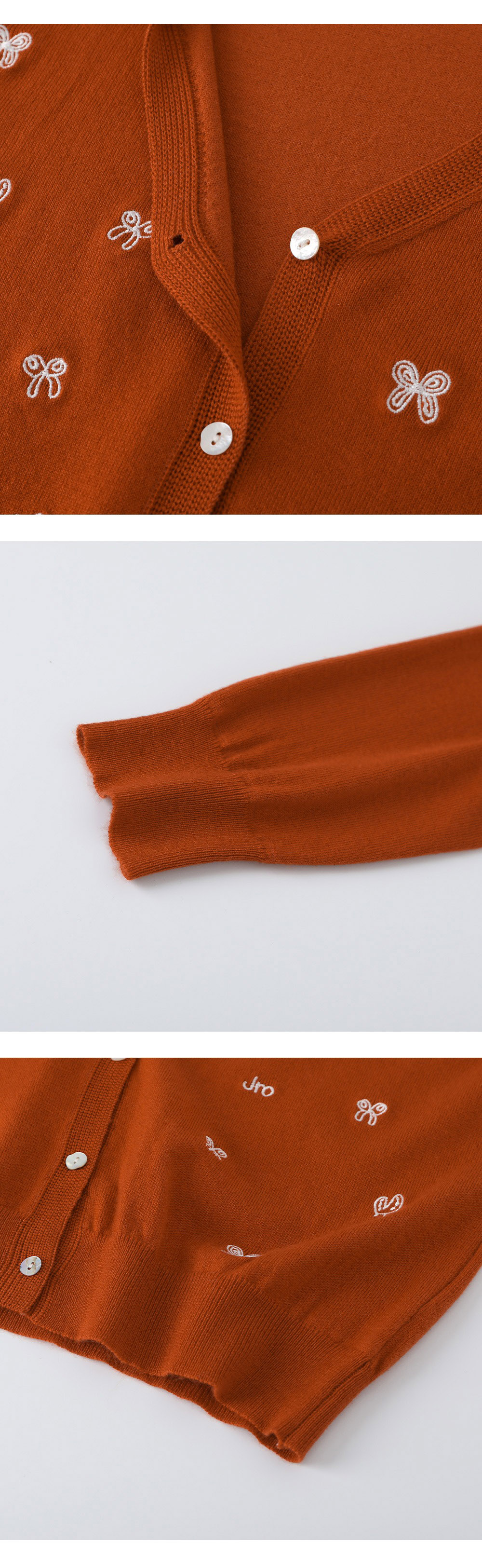 刺繡蝴蝶結針織外套,KOREA,355762,刺繡蝴蝶結針織外套,領500,999免運