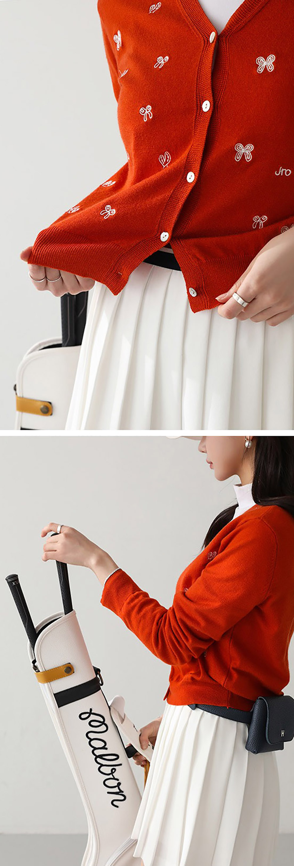 刺繡蝴蝶結針織外套,KOREA,355762,刺繡蝴蝶結針織外套,領500,999免運