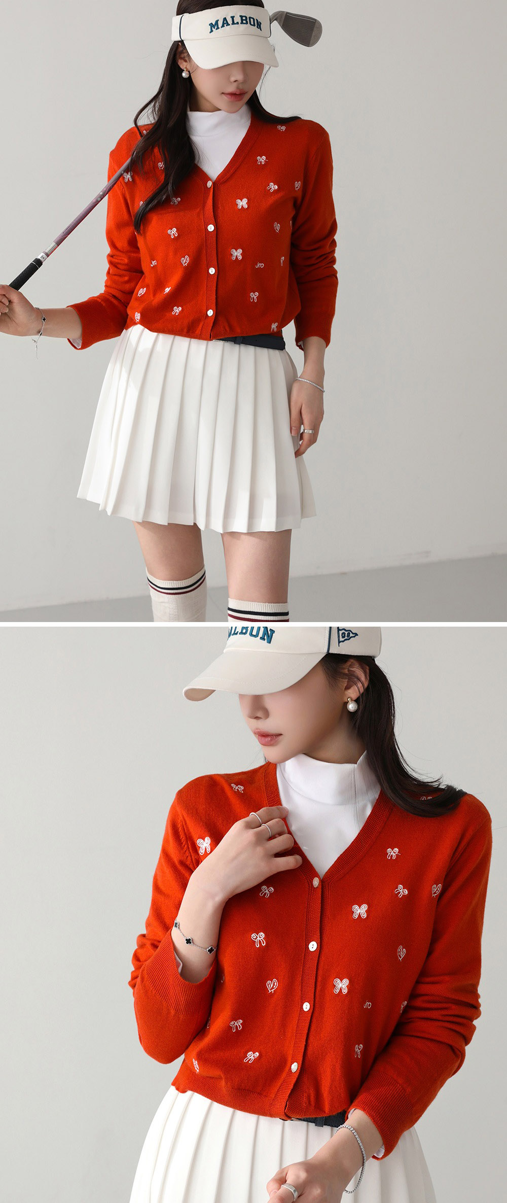 刺繡蝴蝶結針織外套,KOREA,355762,刺繡蝴蝶結針織外套,領500,999免運