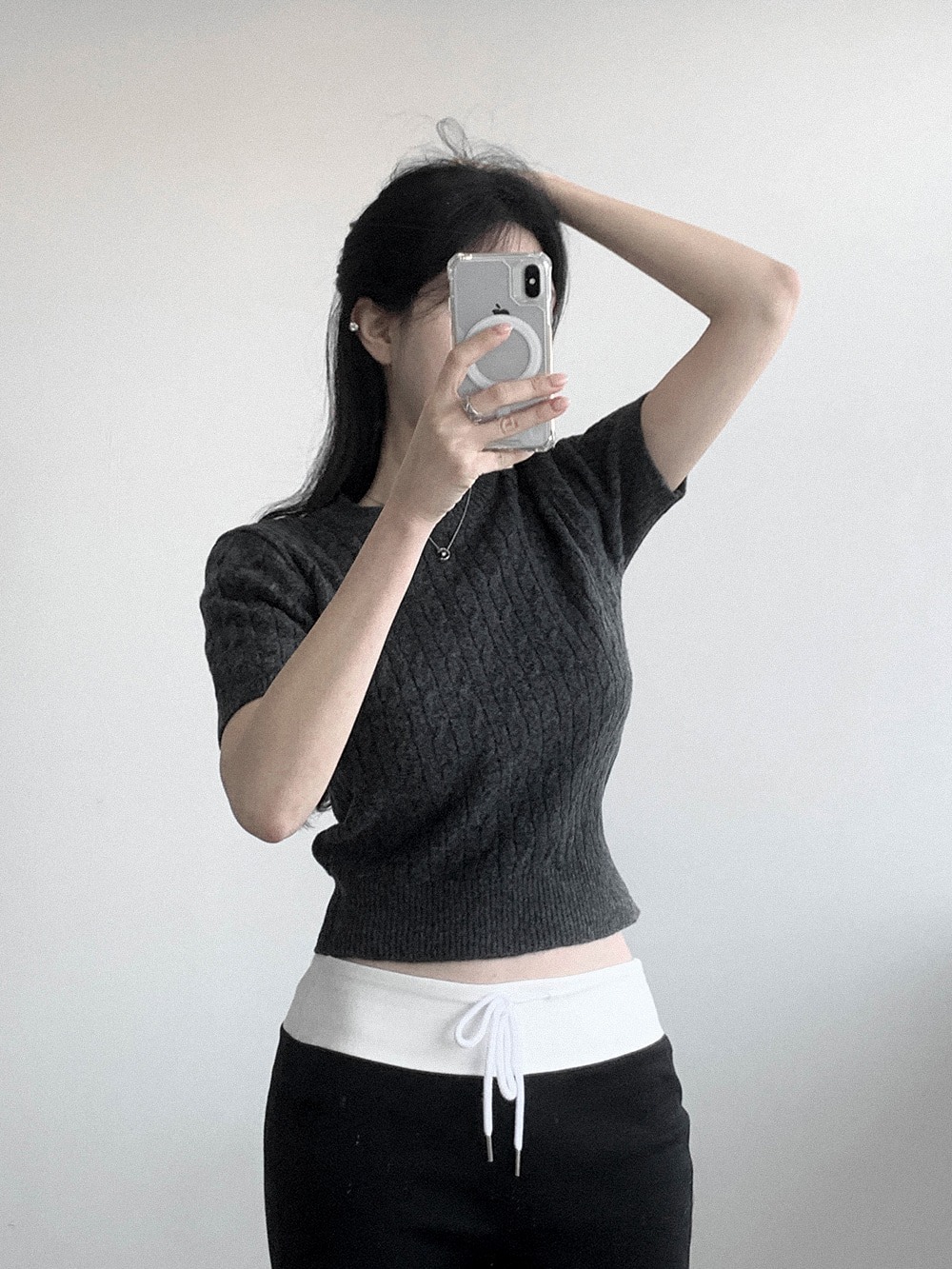 經典麻花針織短袖上衣,KOREA,357660,經典麻花針織短袖上衣,周新品優惠,NEWARRIVAL