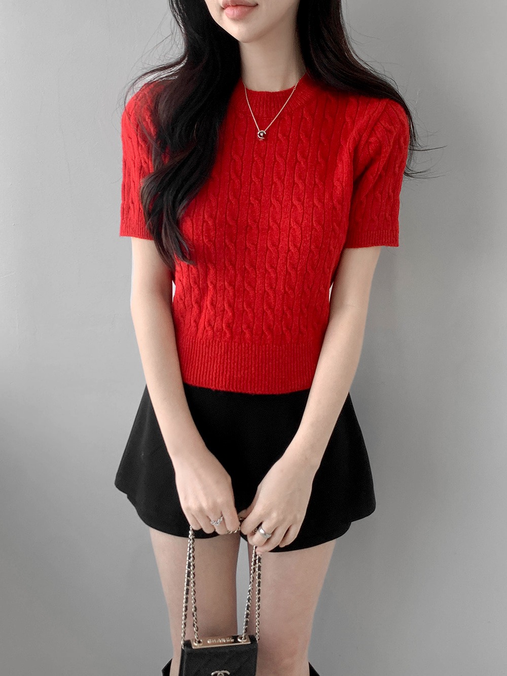 經典麻花針織短袖上衣,KOREA,357660,經典麻花針織短袖上衣,周新品優惠,NEWARRIVAL