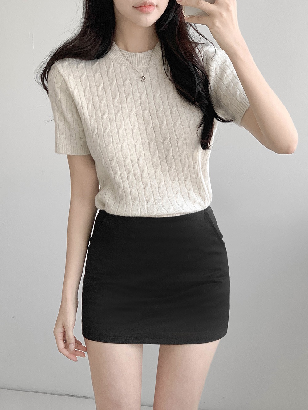 經典麻花針織短袖上衣,KOREA,357660,經典麻花針織短袖上衣,周新品優惠,NEWARRIVAL