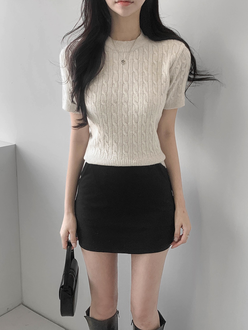 經典麻花針織短袖上衣,KOREA,357660,經典麻花針織短袖上衣,周新品優惠,NEWARRIVAL