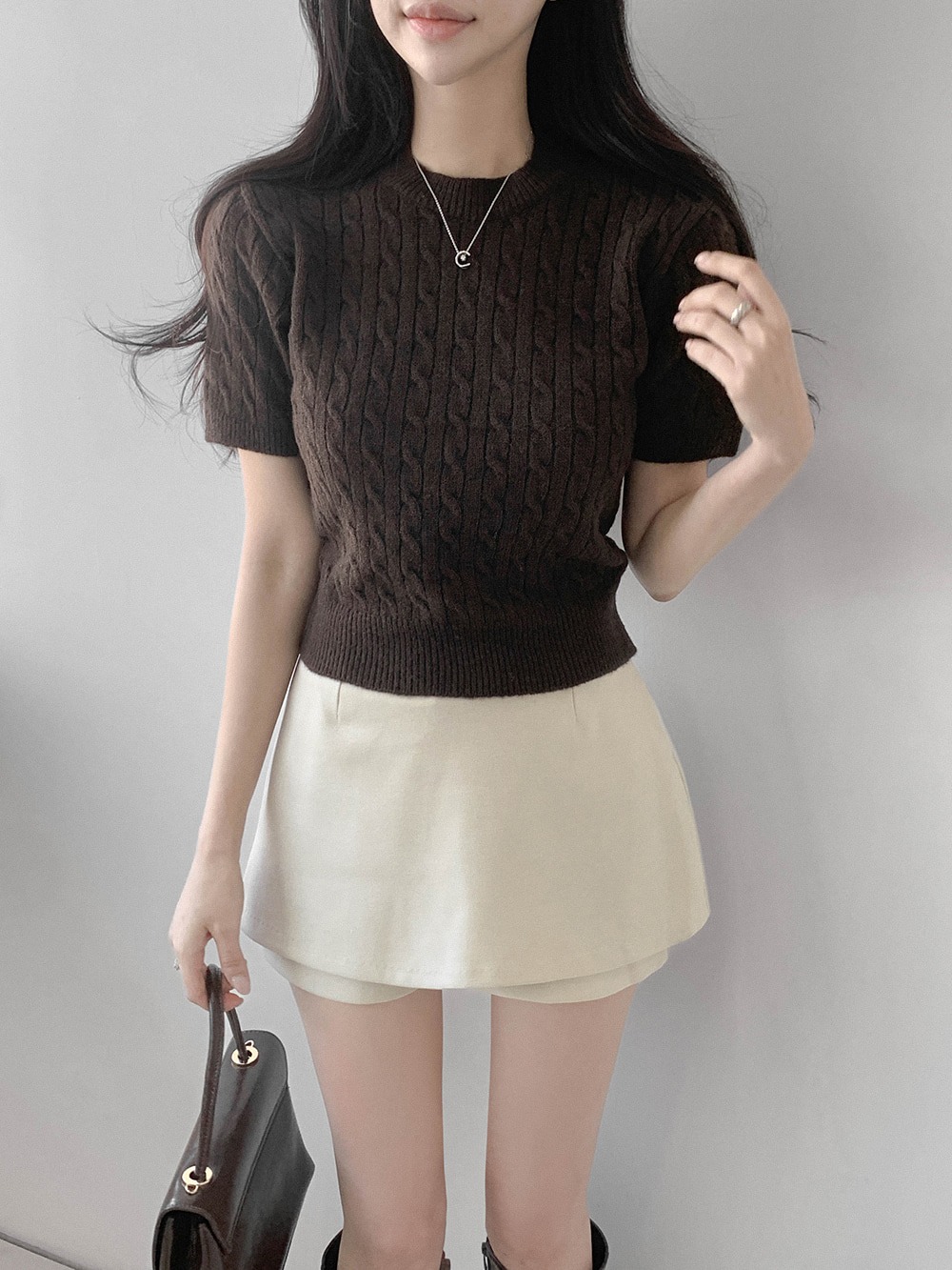 經典麻花針織短袖上衣,KOREA,357660,經典麻花針織短袖上衣,周新品優惠,NEWARRIVAL