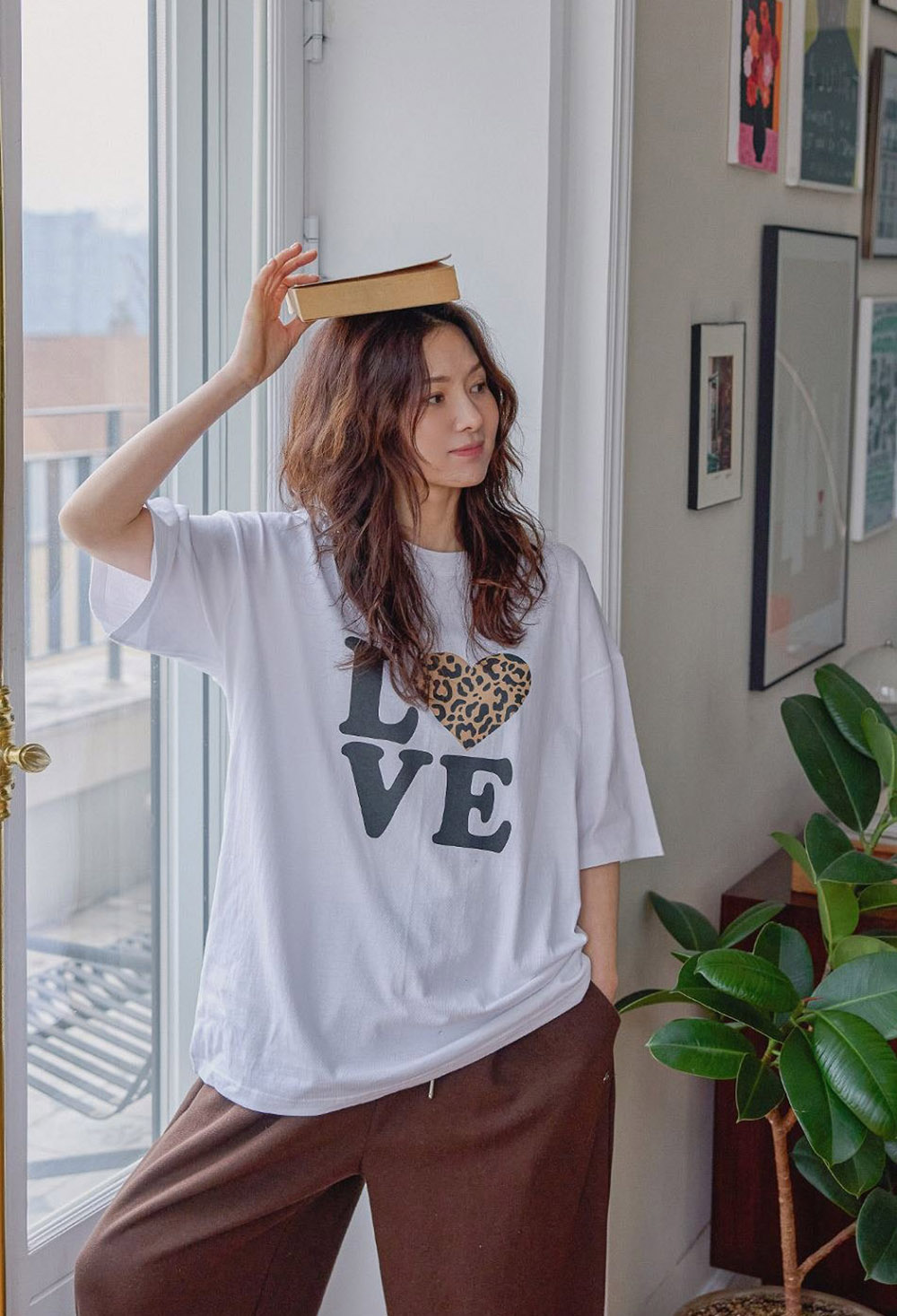 豹紋愛心印花純棉上衣,KOREA,357731,豹紋愛心印花純棉上衣,周新品優惠,NEWARRIVAL