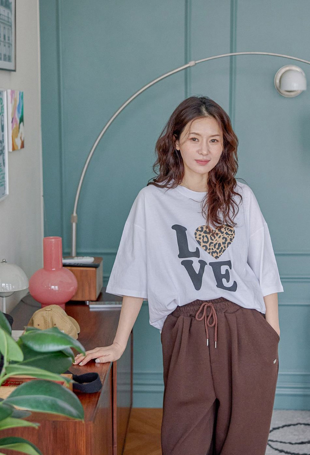 豹紋愛心印花純棉上衣,KOREA,357731,豹紋愛心印花純棉上衣,周新品優惠,NEWARRIVAL