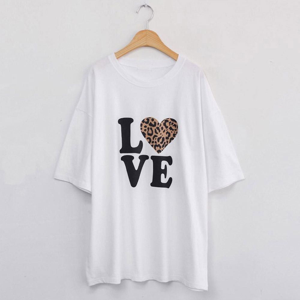 豹紋愛心印花純棉上衣,KOREA,357731,豹紋愛心印花純棉上衣,周新品優惠,NEWARRIVAL