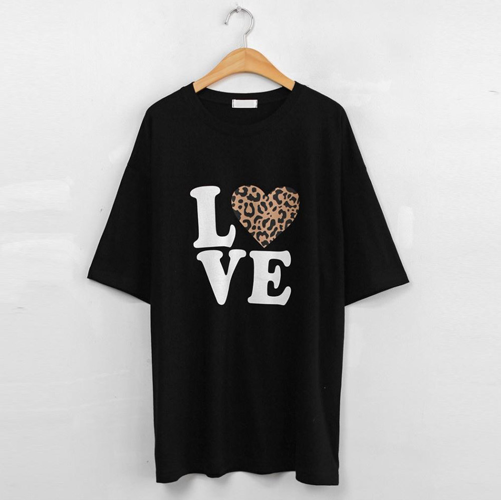豹紋愛心印花純棉上衣,KOREA,357731,豹紋愛心印花純棉上衣,周新品優惠,NEWARRIVAL
