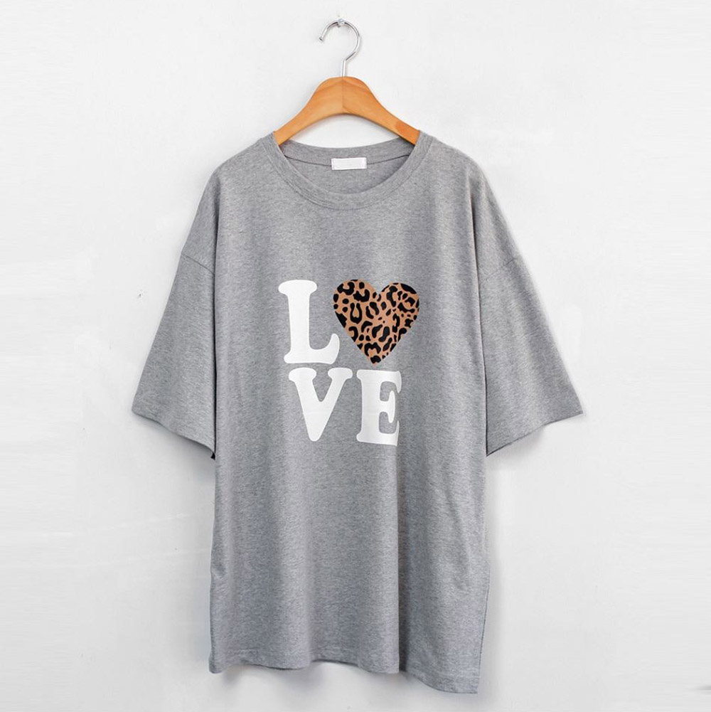 豹紋愛心印花純棉上衣,KOREA,357731,豹紋愛心印花純棉上衣,周新品優惠,NEWARRIVAL