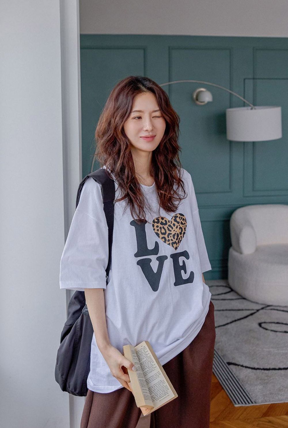 豹紋愛心印花純棉上衣,KOREA,357731,豹紋愛心印花純棉上衣,周新品優惠,NEWARRIVAL