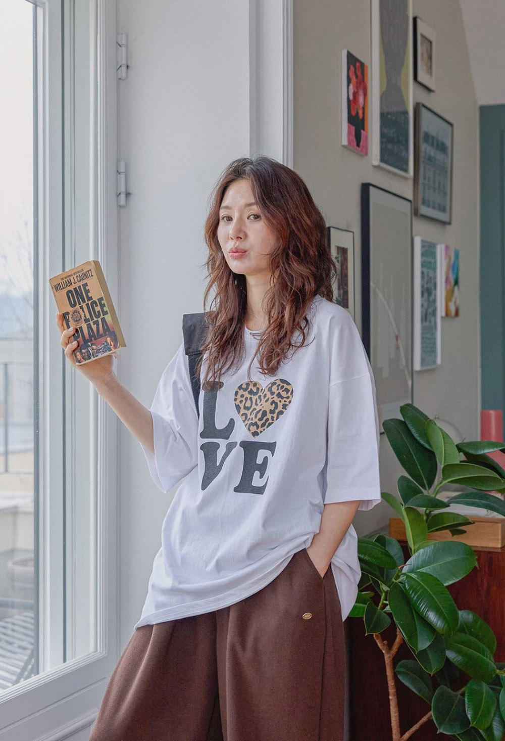 豹紋愛心印花純棉上衣,KOREA,357731,豹紋愛心印花純棉上衣,周新品優惠,NEWARRIVAL