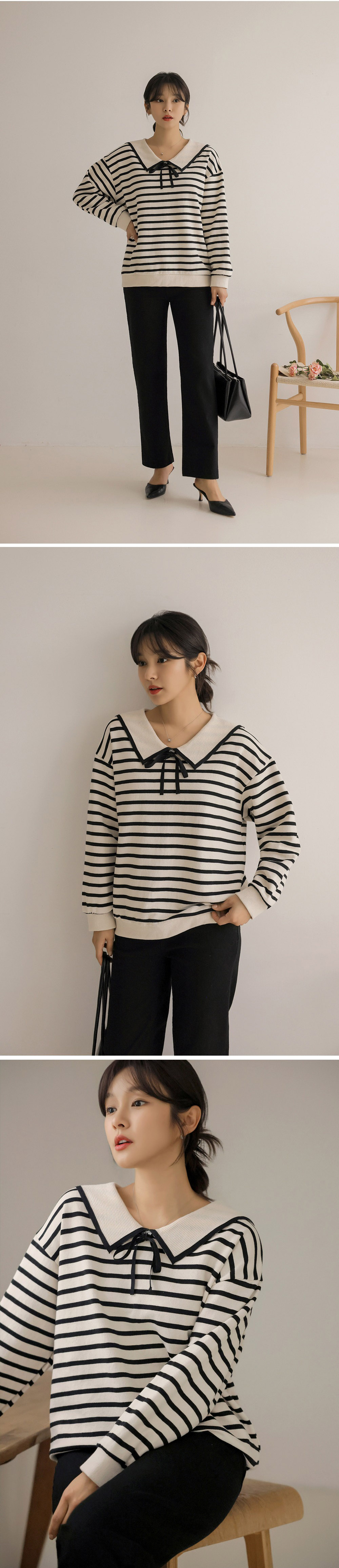 水手領綁帶條紋上衣,KOREA,357847,水手領綁帶條紋上衣,周新品優惠,NEWARRIVAL