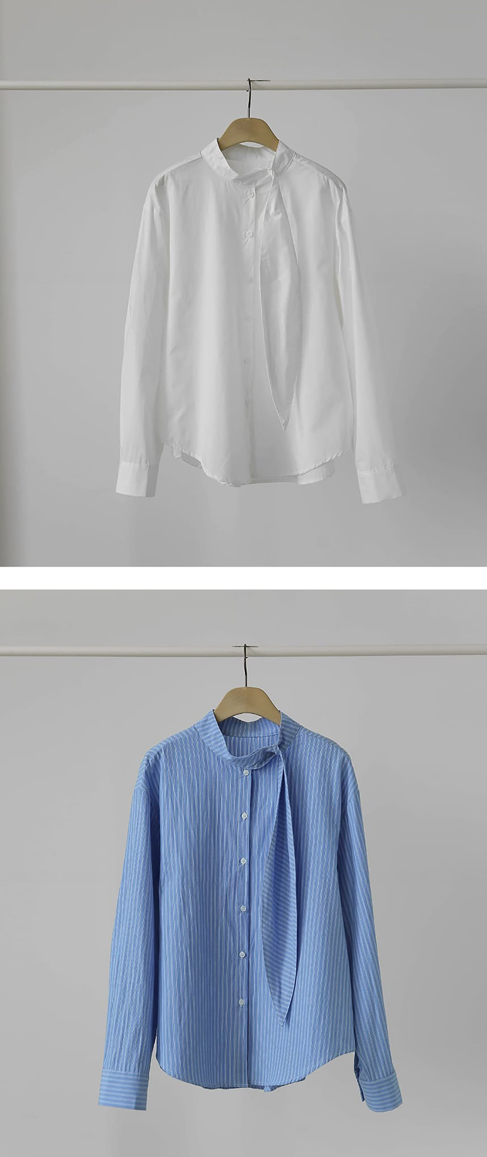 領口絲巾設計長袖襯衫,KOREA,358004,領口絲巾設計長袖襯衫,領500,999免運