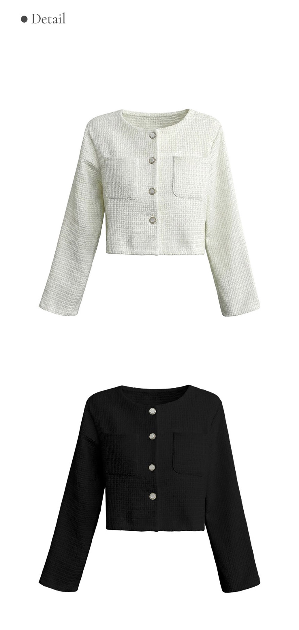 圓領粗花呢短版外套,襯衫,KOREA,358087,圓領粗花呢短版外套,999免運