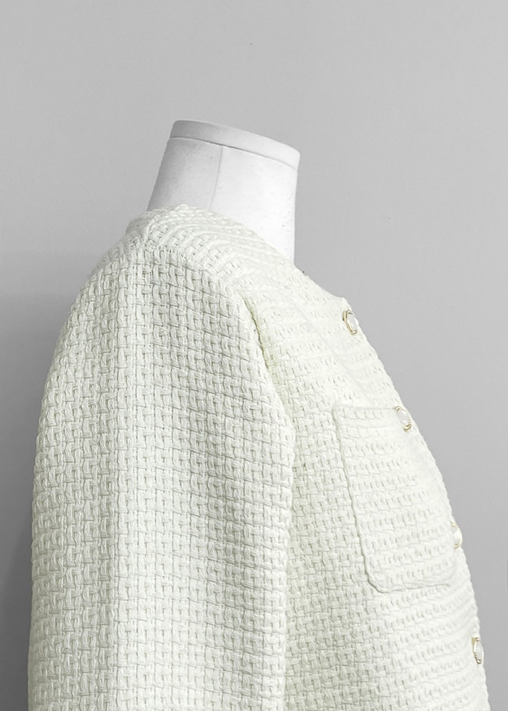 圓領粗花呢短版外套,襯衫,KOREA,358087,圓領粗花呢短版外套,999免運