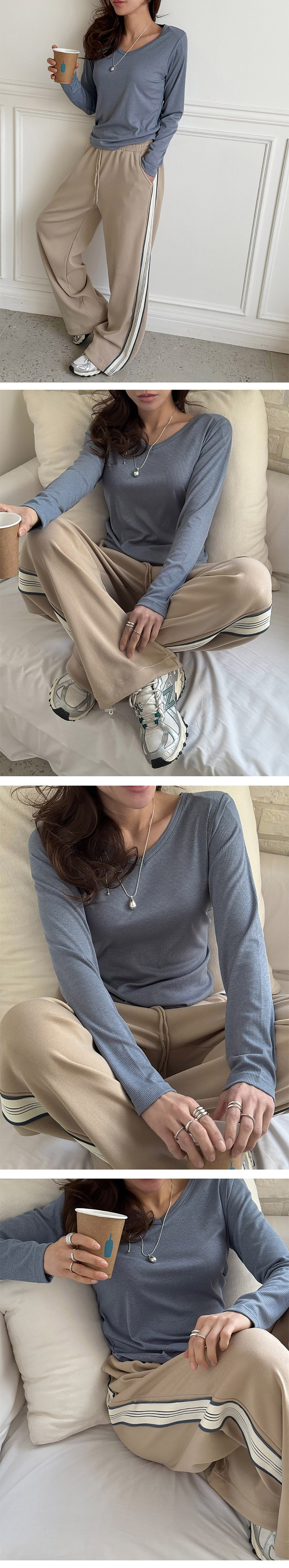 側邊撞色設計彈性長褲,KOREA,358197,側邊撞色設計彈性長褲,周新品優惠,NEWARRIVAL