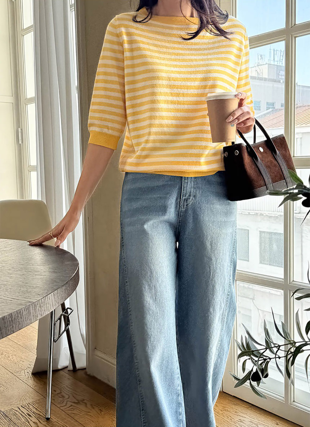 條紋七分袖針織上衣,KOREA,358459,條紋七分袖針織上衣,周新品優惠,NEWARRIVAL