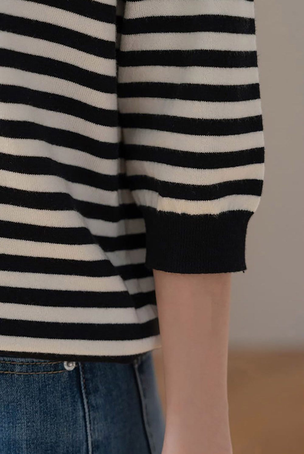 條紋七分袖針織上衣,KOREA,358459,條紋七分袖針織上衣,周新品優惠,NEWARRIVAL