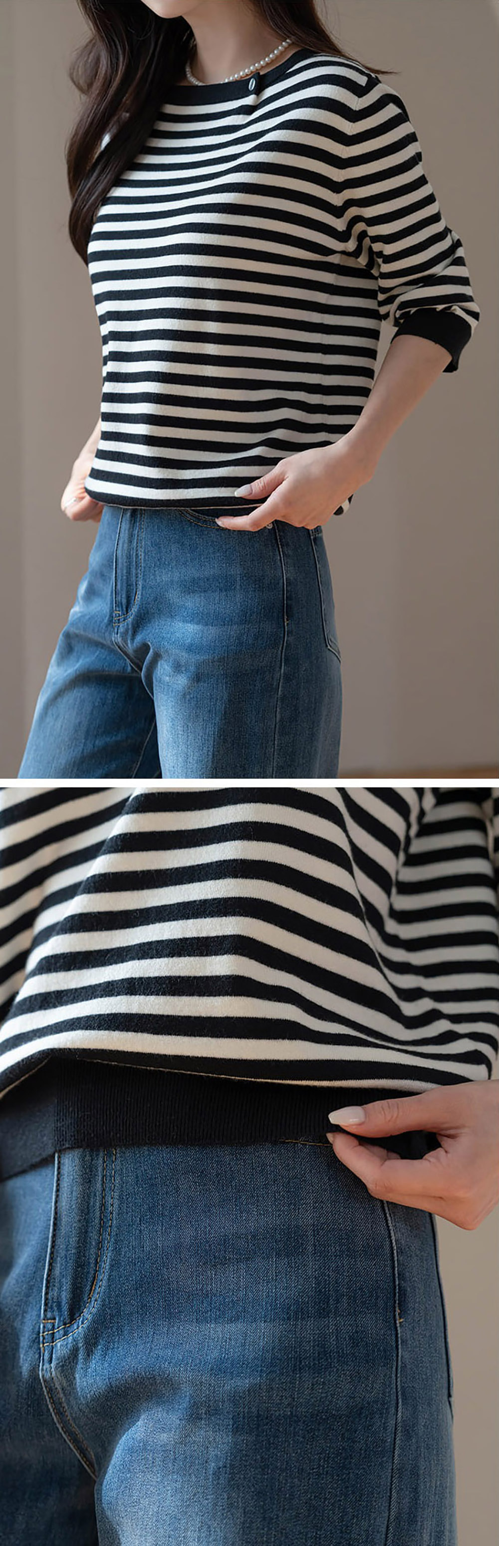 條紋七分袖針織上衣,KOREA,358459,條紋七分袖針織上衣,周新品優惠,NEWARRIVAL