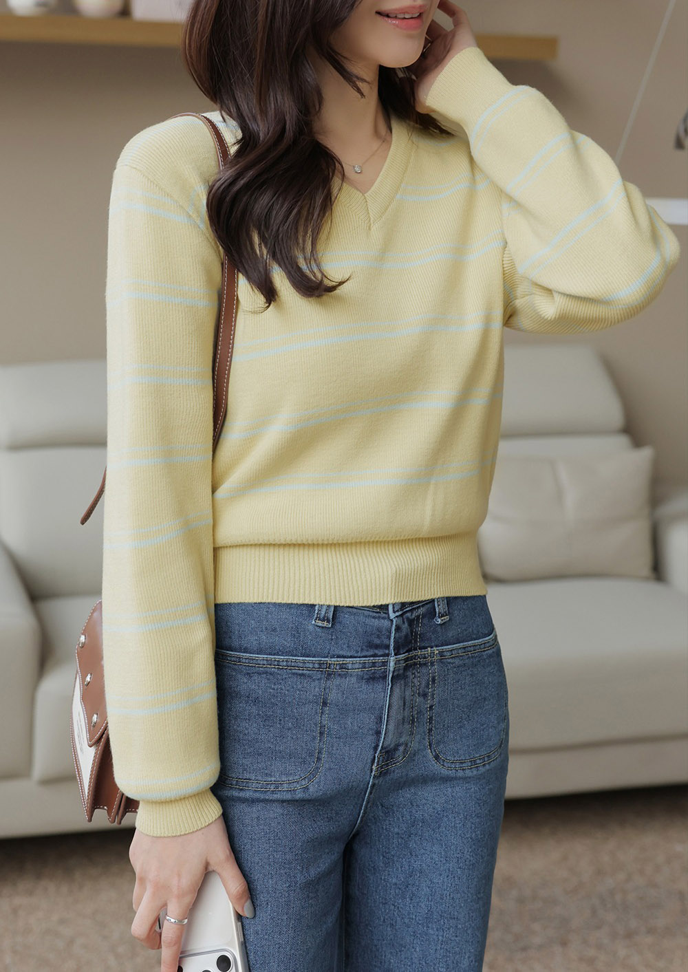 條紋正反兩穿針織上衣,KOREA,358645,條紋正反兩穿針織上衣,周新品優惠,NEWARRIVAL