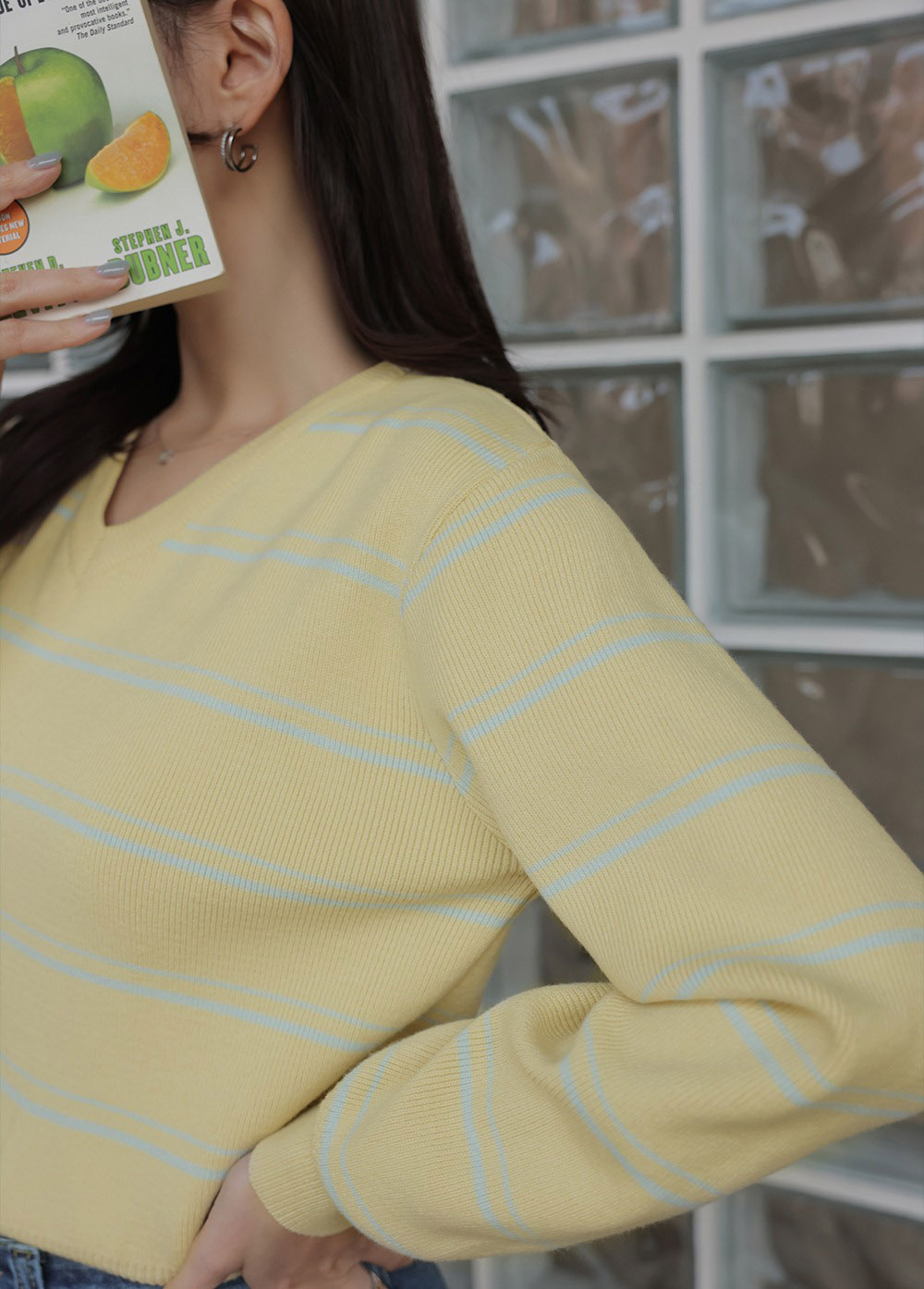 條紋正反兩穿針織上衣,KOREA,358645,條紋正反兩穿針織上衣,周新品優惠,NEWARRIVAL