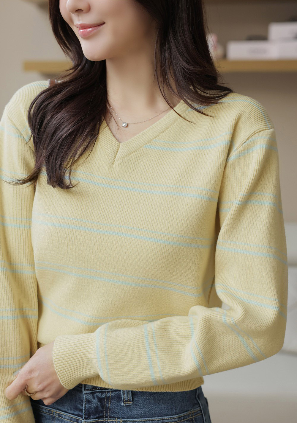 條紋正反兩穿針織上衣,KOREA,358645,條紋正反兩穿針織上衣,周新品優惠,NEWARRIVAL