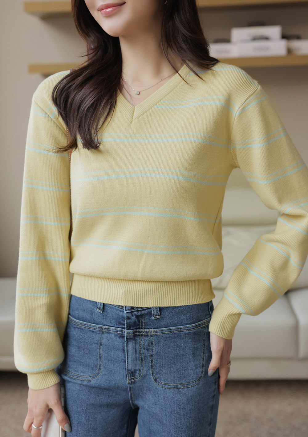 條紋正反兩穿針織上衣,KOREA,358645,條紋正反兩穿針織上衣,周新品優惠,NEWARRIVAL