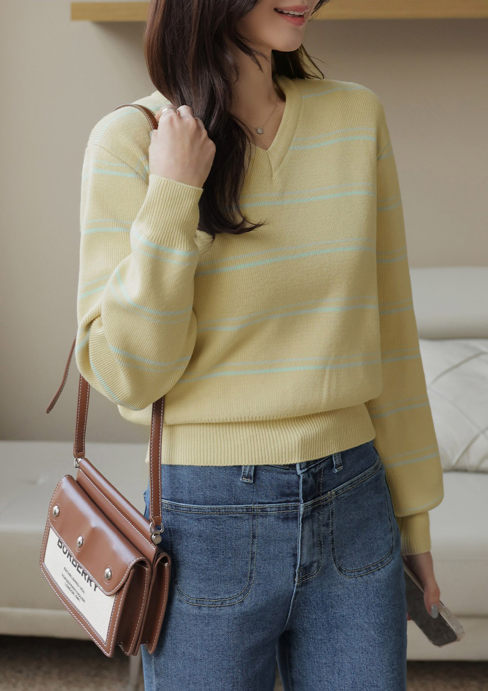 條紋正反兩穿針織上衣,KOREA,358645,條紋正反兩穿針織上衣,周新品優惠,NEWARRIVAL