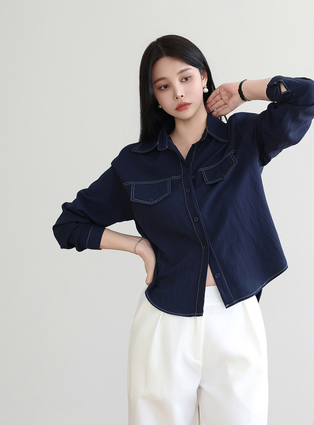 簡約氣質款長袖襯衫,KOREA,358679,簡約氣質款長袖襯衫,周新品優惠,NEWARRIVAL