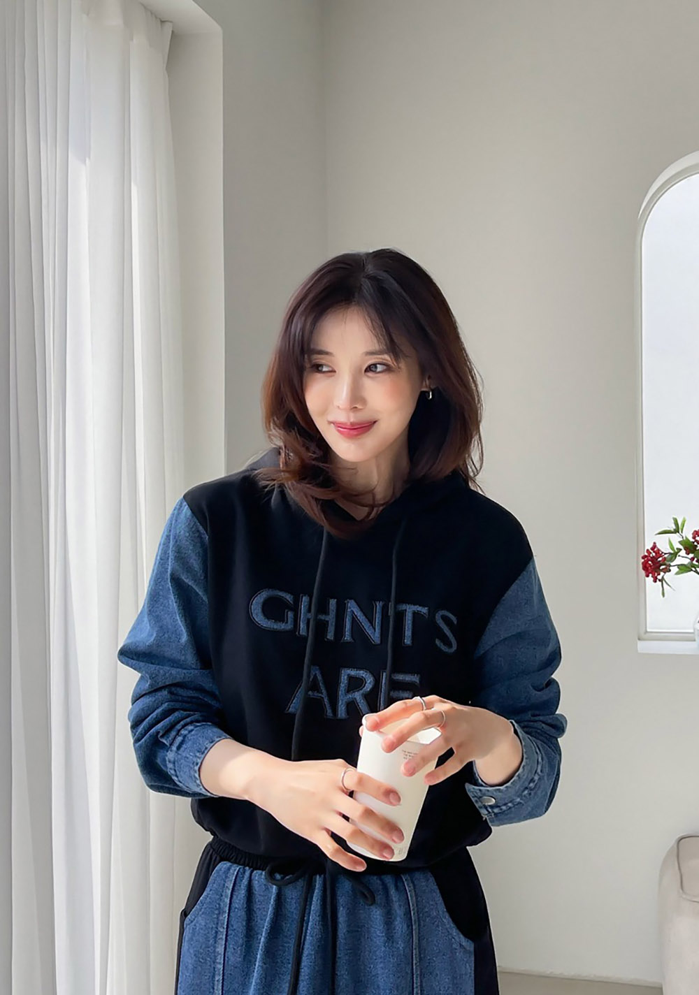 牛仔拼接設計長裙套裝,KOREA,358699,牛仔拼接設計長裙套裝,周新品優惠,NEWARRIVAL