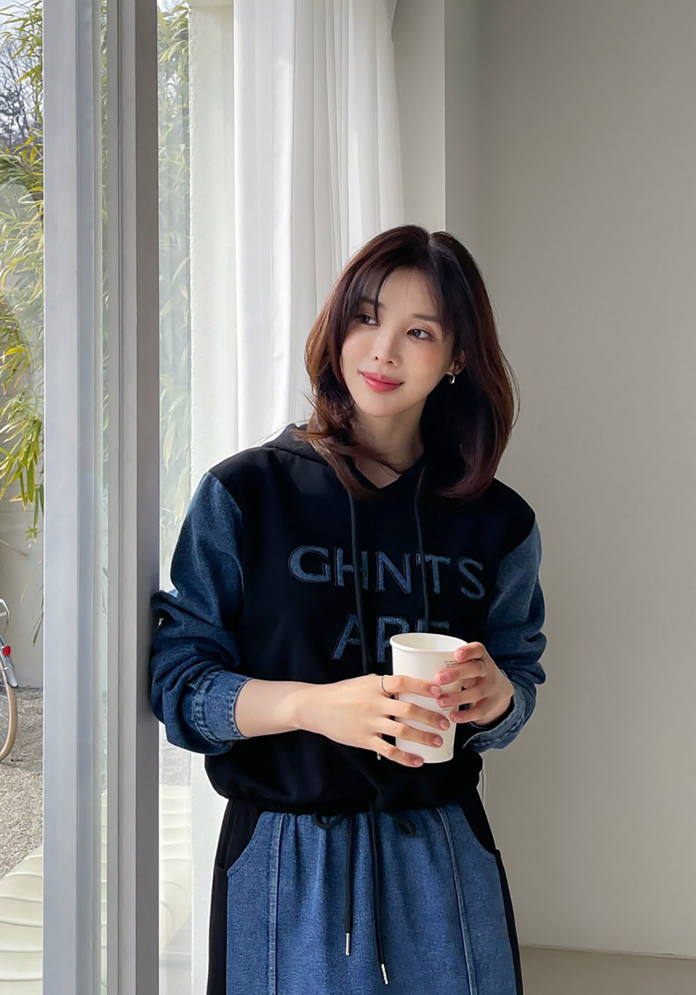 牛仔拼接設計長裙套裝,KOREA,358699,牛仔拼接設計長裙套裝,周新品優惠,NEWARRIVAL