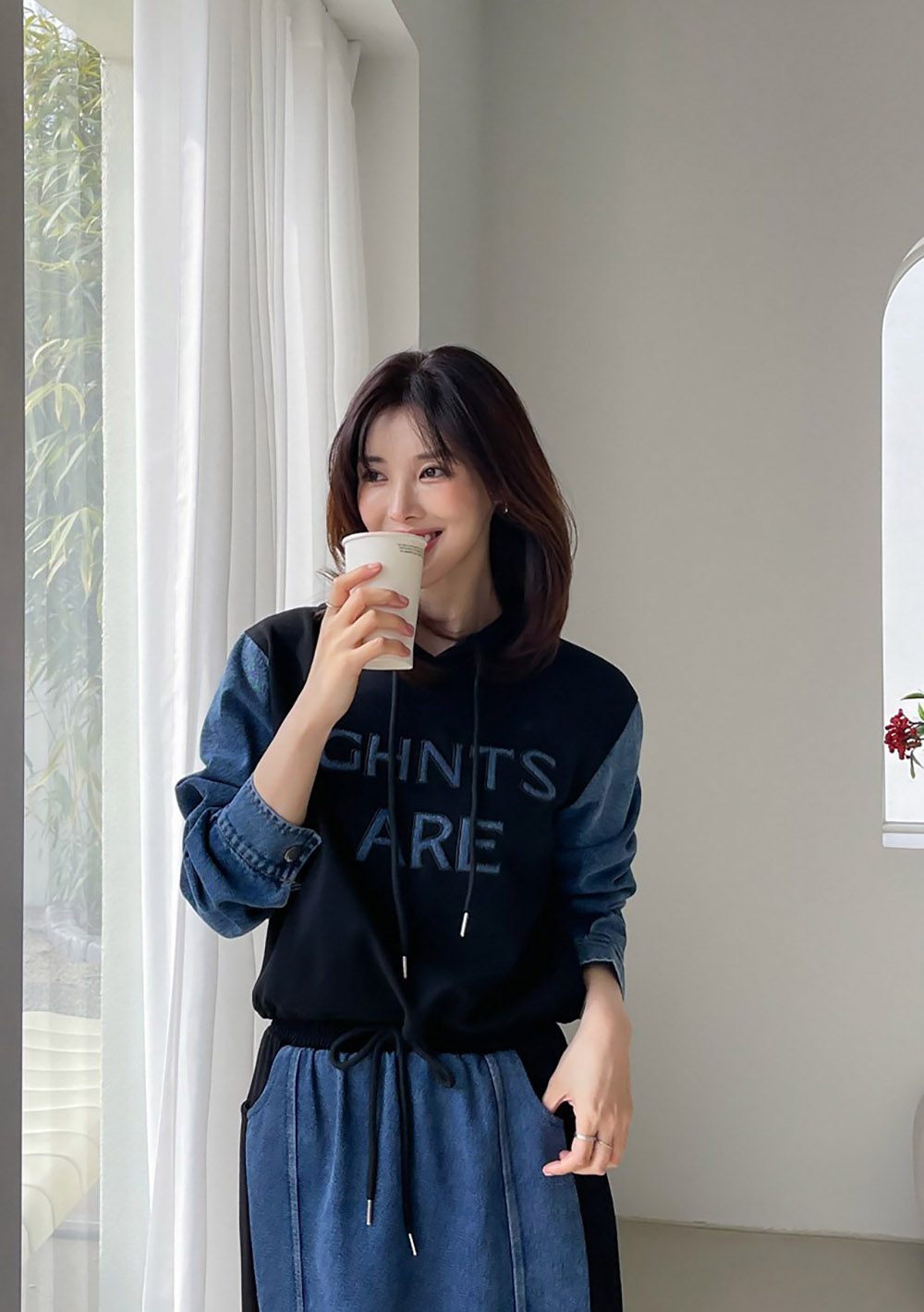 牛仔拼接設計長裙套裝,KOREA,358699,牛仔拼接設計長裙套裝,周新品優惠,NEWARRIVAL