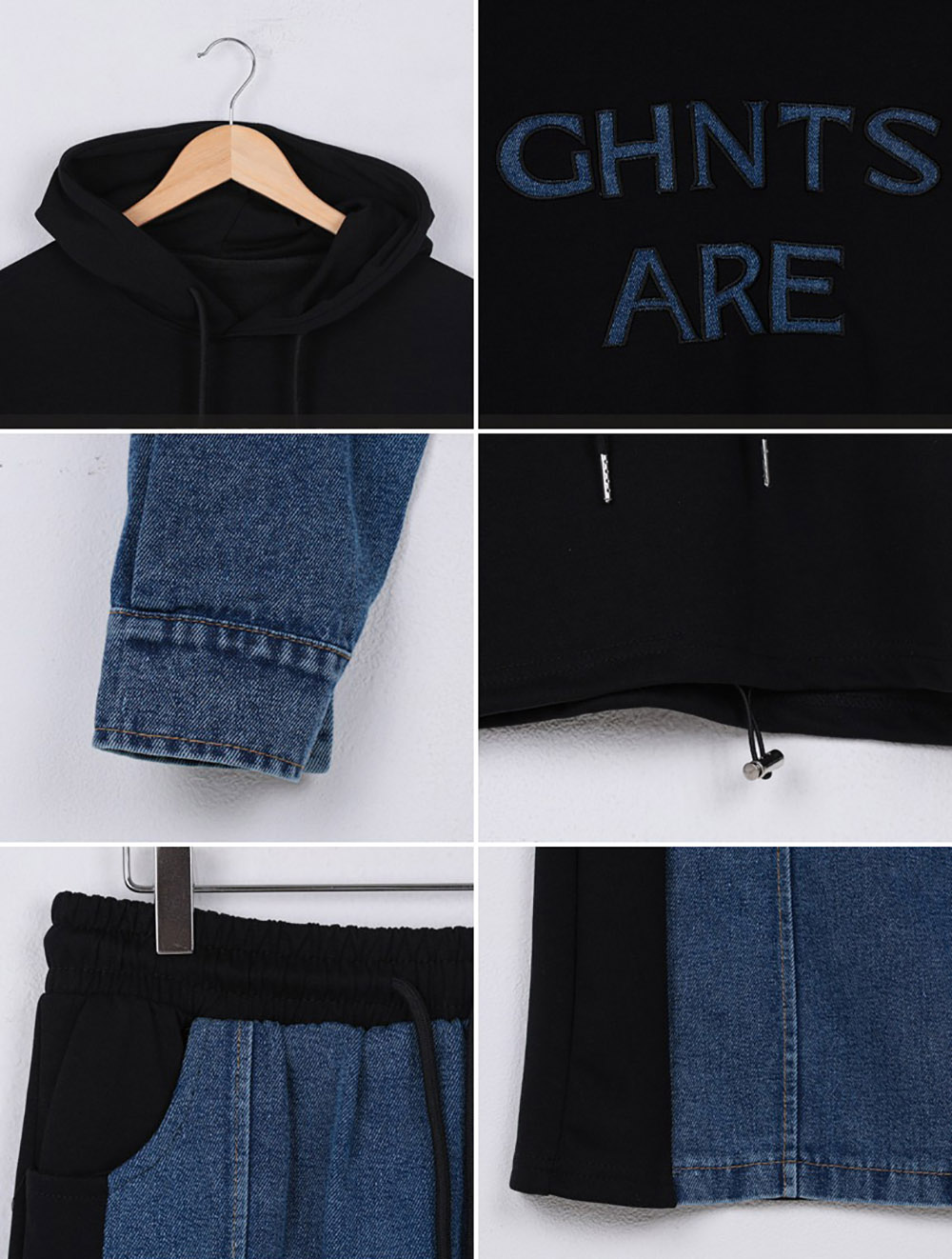 牛仔拼接設計長裙套裝,KOREA,358699,牛仔拼接設計長裙套裝,周新品優惠,NEWARRIVAL