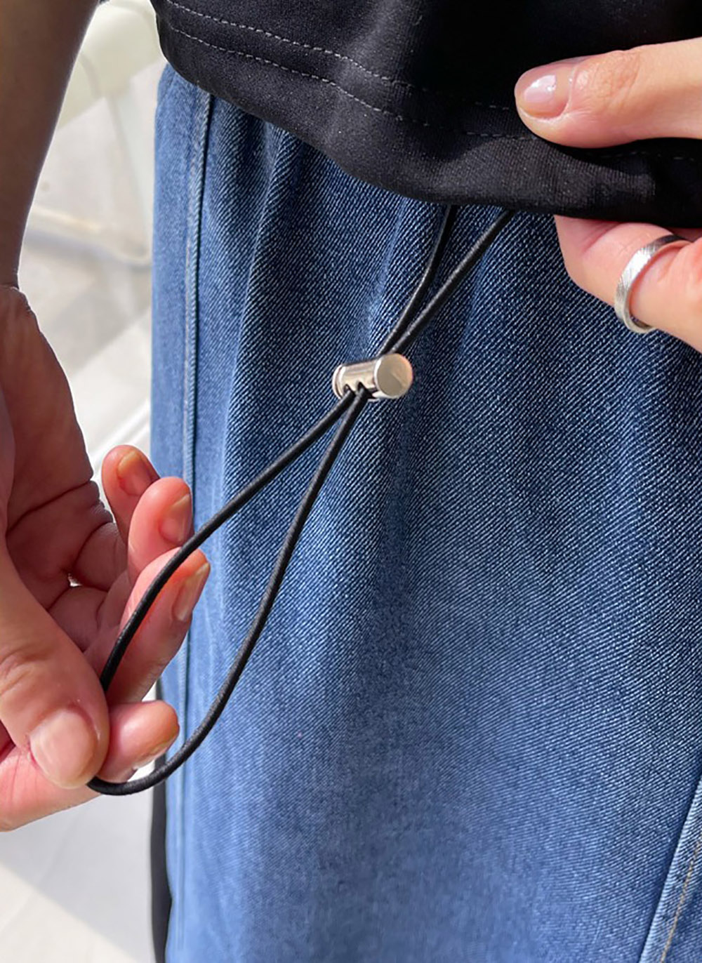 牛仔拼接設計長裙套裝,KOREA,358699,牛仔拼接設計長裙套裝,周新品優惠,NEWARRIVAL