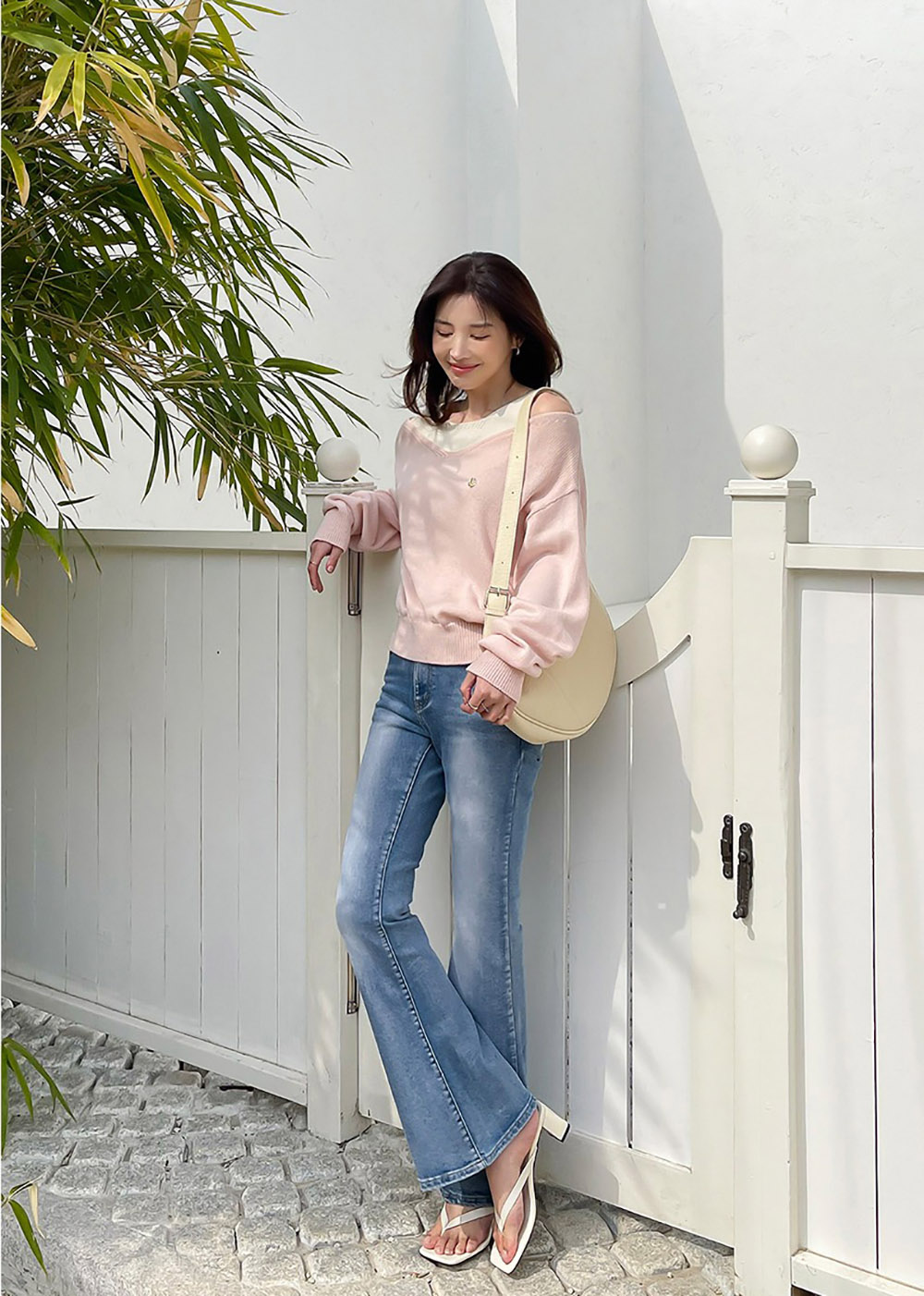 撞色露肩設計針織上衣,KOREA,358709,撞色露肩設計針織上衣,周新品優惠,NEWARRIVAL