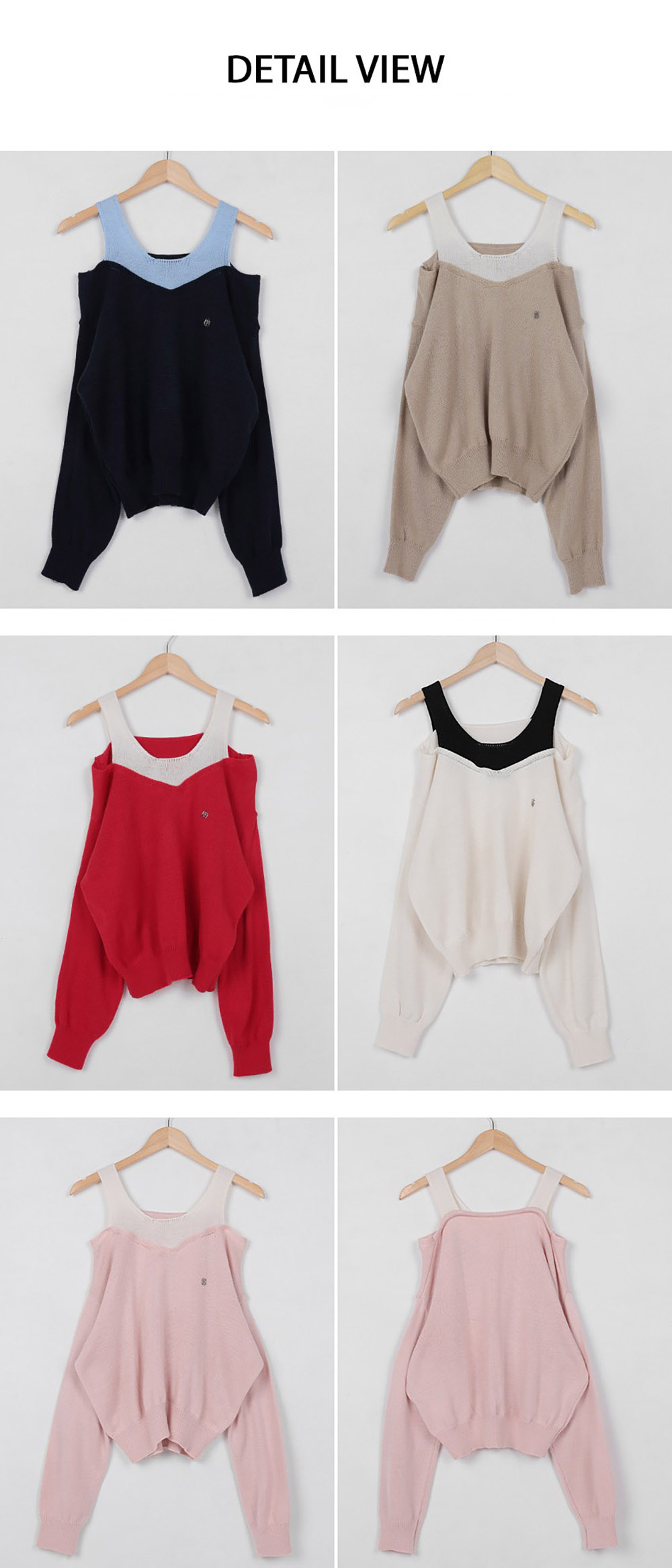 撞色露肩設計針織上衣,KOREA,358709,撞色露肩設計針織上衣,周新品優惠,NEWARRIVAL