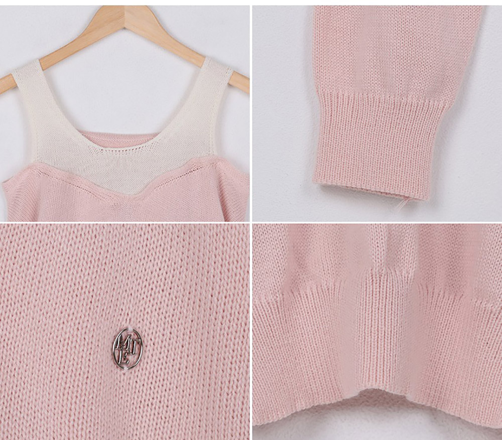 撞色露肩設計針織上衣,KOREA,358709,撞色露肩設計針織上衣,周新品優惠,NEWARRIVAL