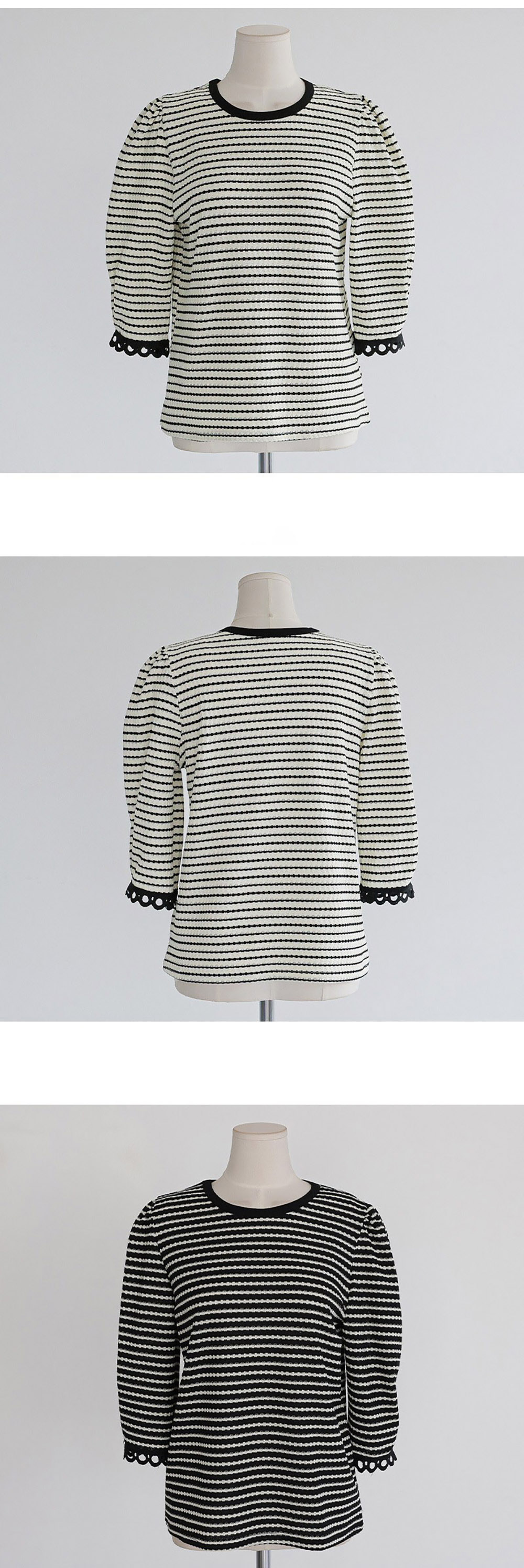 蕾絲袖口氣質條紋上衣,KOREA,358856,蕾絲袖口氣質條紋上衣,周新品優惠,NEWARRIVAL