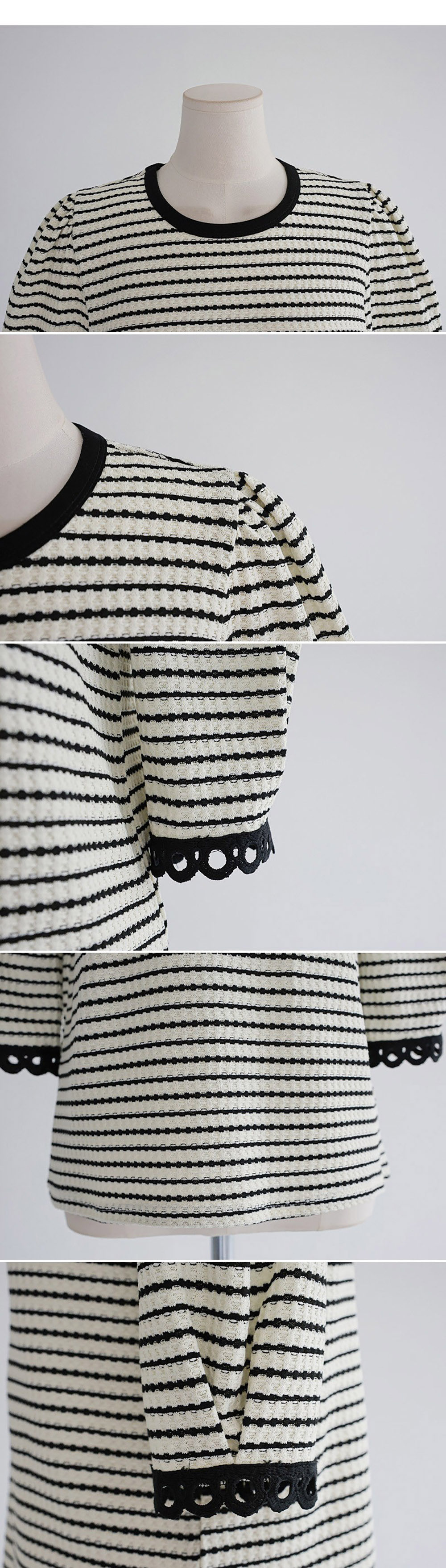 蕾絲袖口氣質條紋上衣,KOREA,358856,蕾絲袖口氣質條紋上衣,周新品優惠,NEWARRIVAL