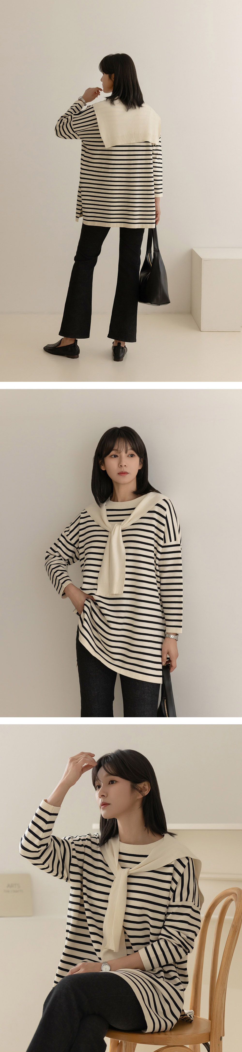 氣質披肩條紋針織上衣,KOREA,360082,氣質披肩條紋針織上衣,周新品優惠,NEWARRIVAL