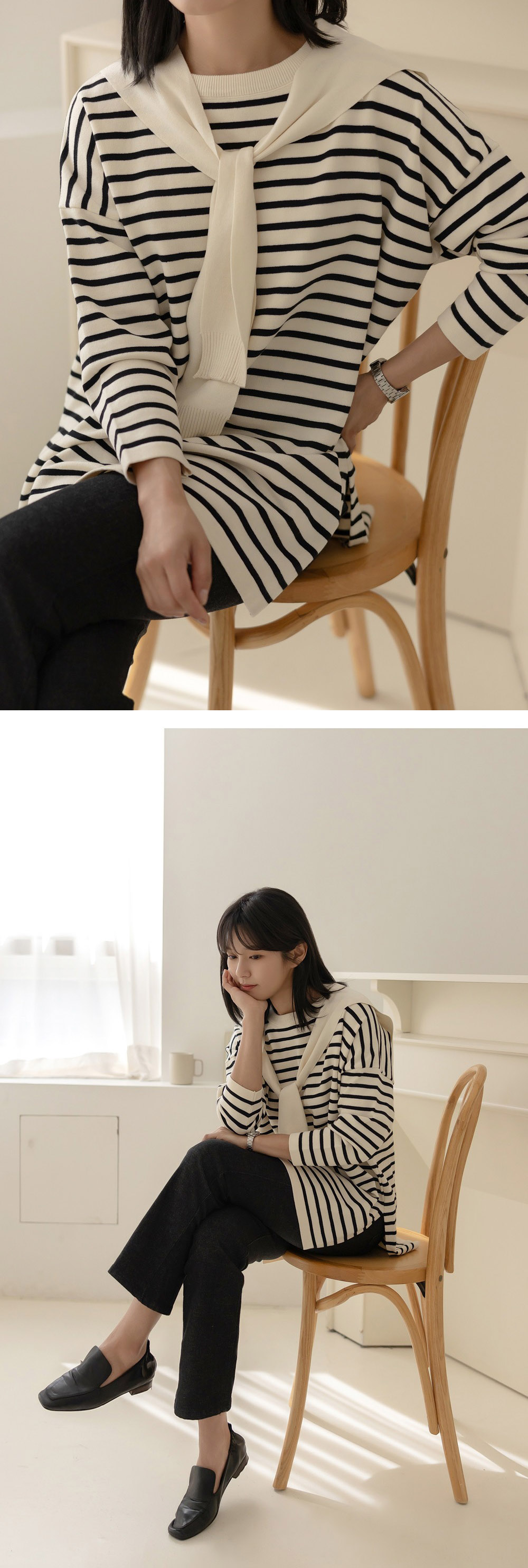 氣質披肩條紋針織上衣,KOREA,360082,氣質披肩條紋針織上衣,周新品優惠,NEWARRIVAL