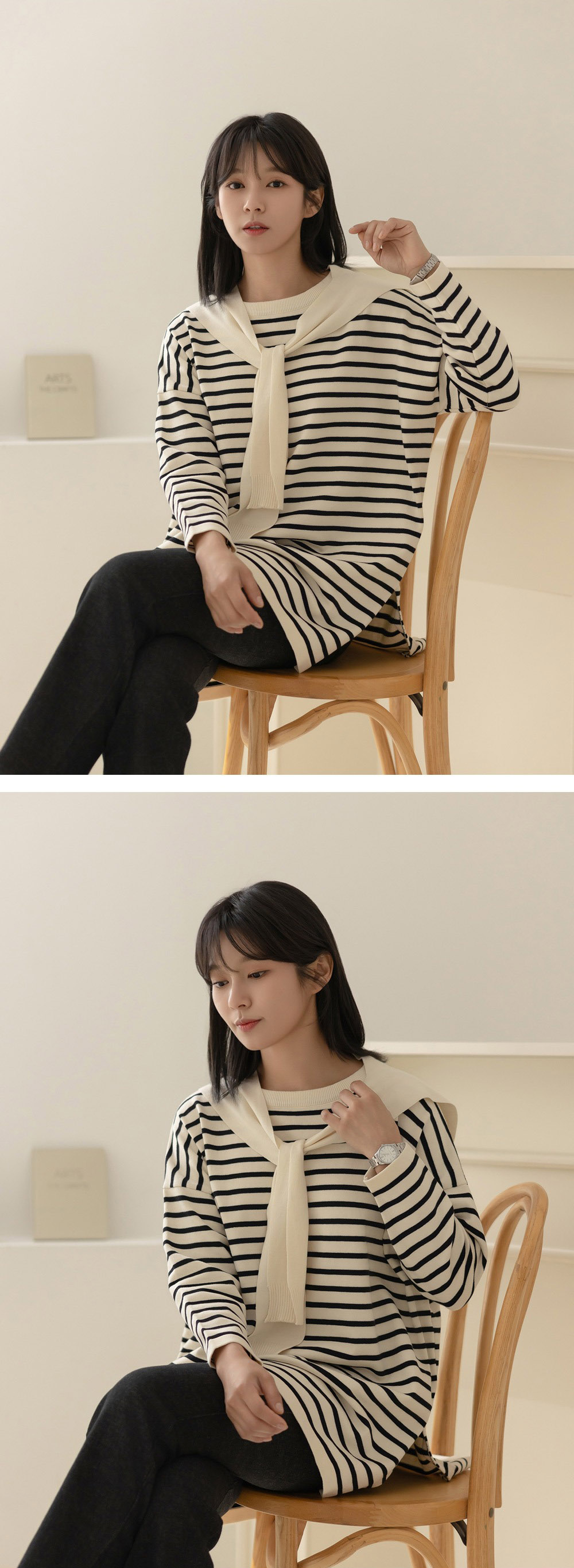 氣質披肩條紋針織上衣,KOREA,360082,氣質披肩條紋針織上衣,周新品優惠,NEWARRIVAL