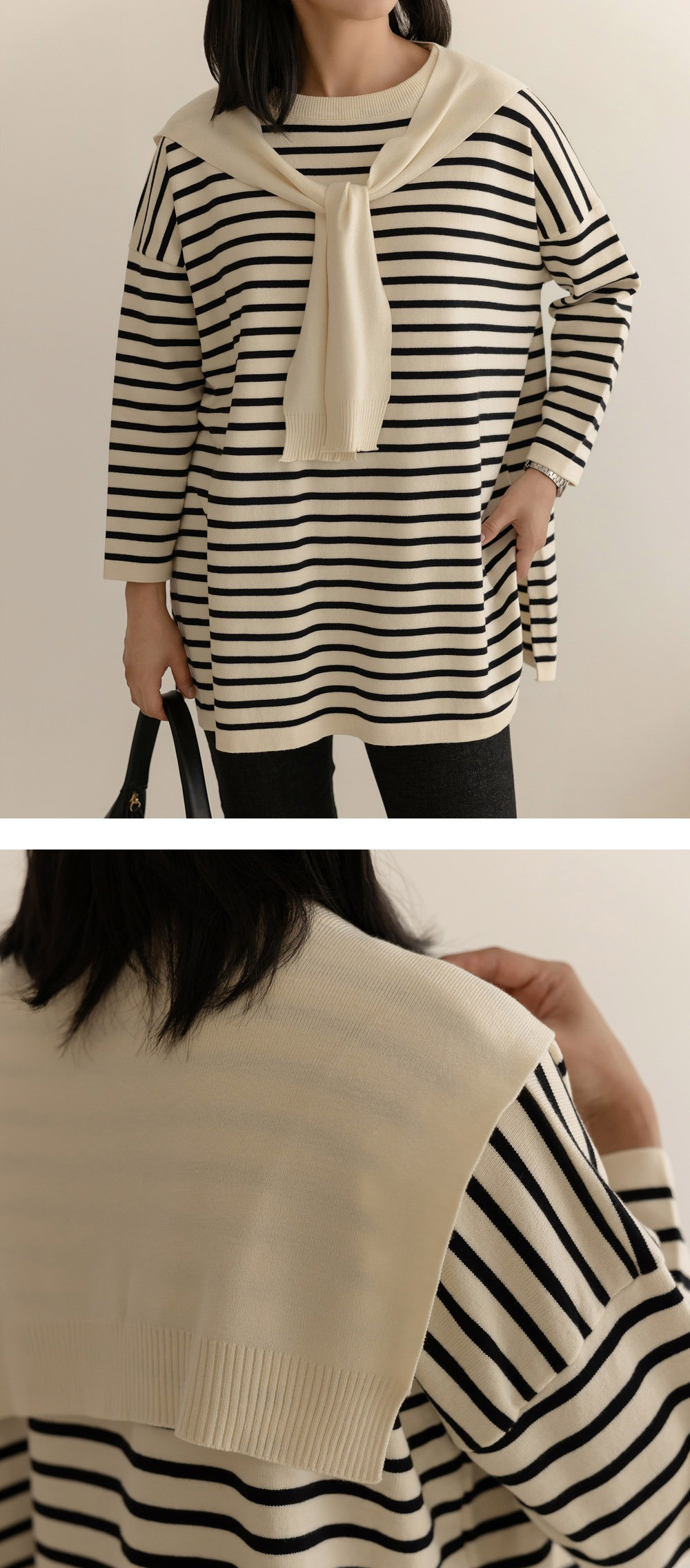氣質披肩條紋針織上衣,KOREA,360082,氣質披肩條紋針織上衣,周新品優惠,NEWARRIVAL