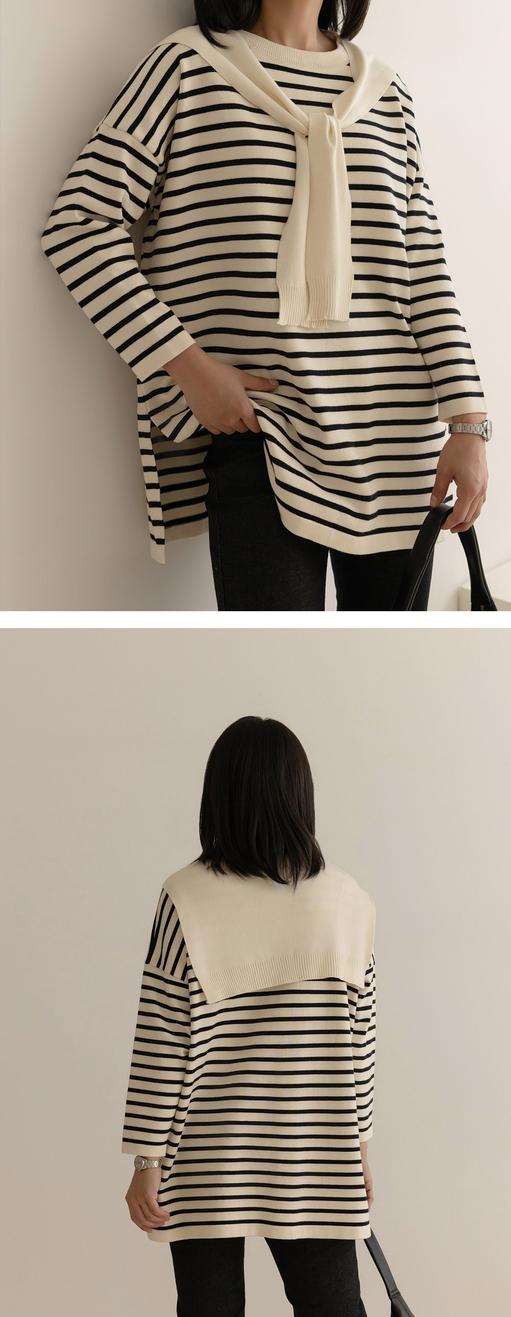 氣質披肩條紋針織上衣,KOREA,360082,氣質披肩條紋針織上衣,周新品優惠,NEWARRIVAL