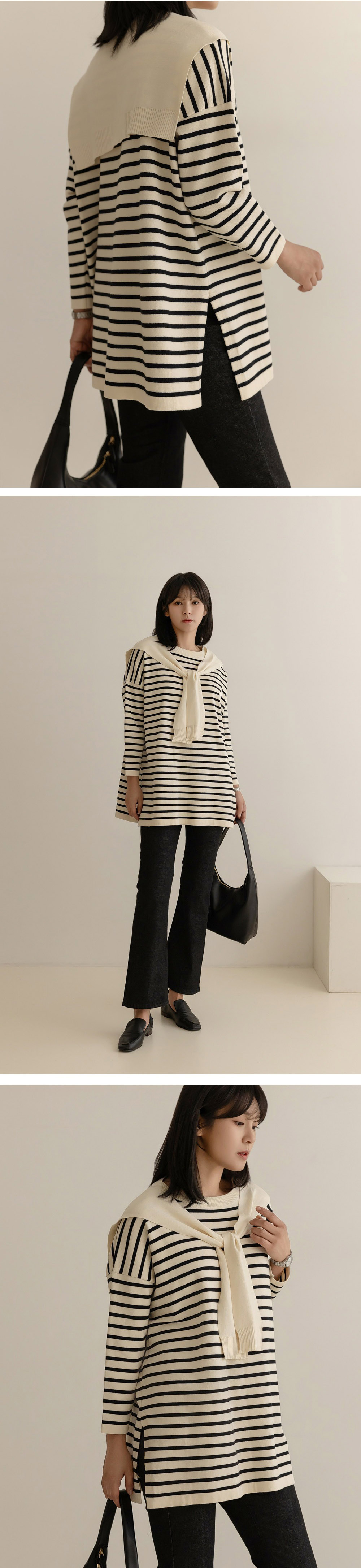 氣質披肩條紋針織上衣,KOREA,360082,氣質披肩條紋針織上衣,周新品優惠,NEWARRIVAL
