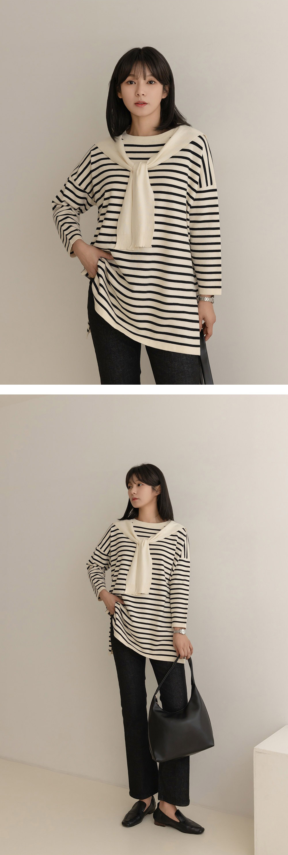 氣質披肩條紋針織上衣,KOREA,360082,氣質披肩條紋針織上衣,周新品優惠,NEWARRIVAL