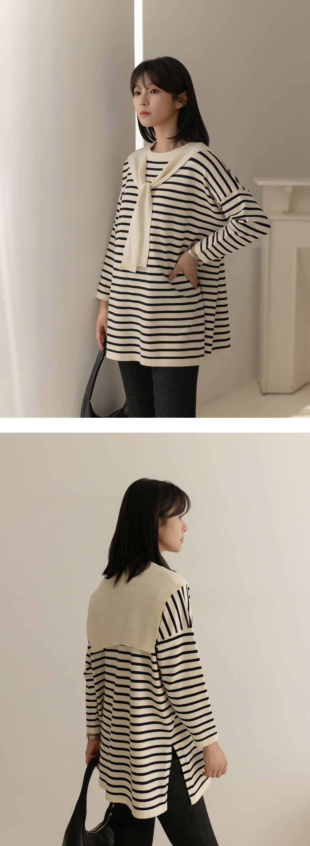 氣質披肩條紋針織上衣,KOREA,360082,氣質披肩條紋針織上衣,周新品優惠,NEWARRIVAL