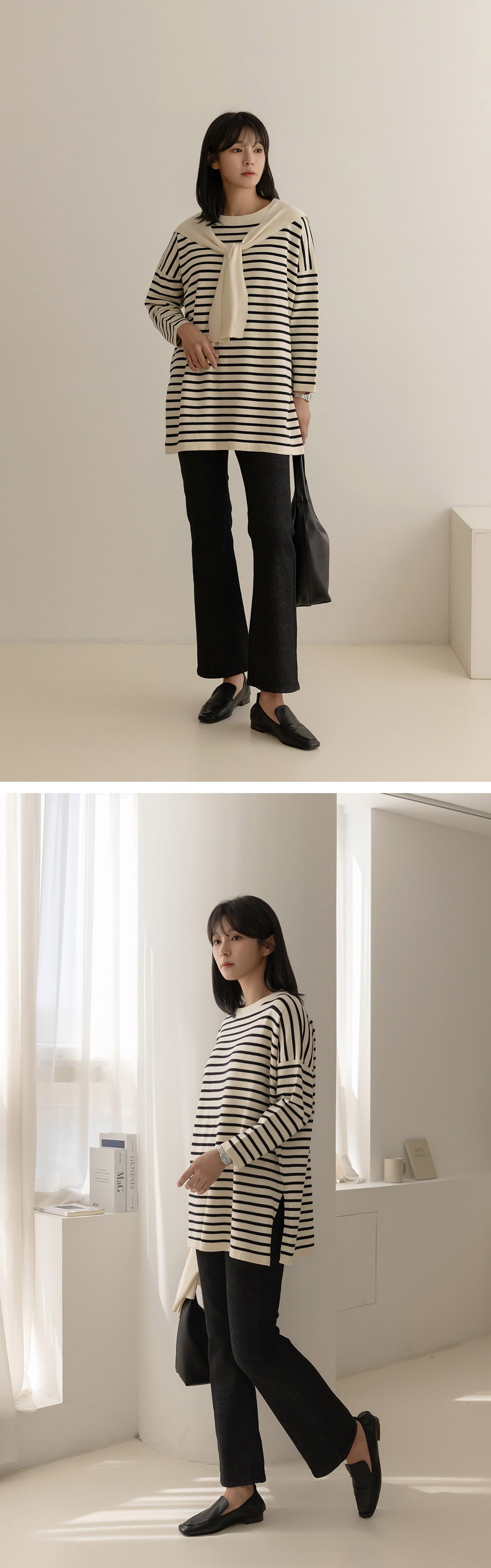 氣質披肩條紋針織上衣,KOREA,360082,氣質披肩條紋針織上衣,周新品優惠,NEWARRIVAL