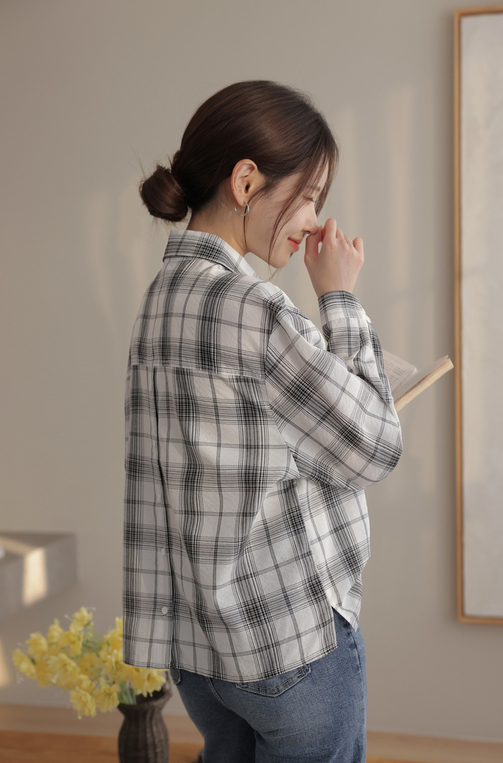 小蕾絲細節格紋襯衫,KOREA,359670,小蕾絲細節格紋襯衫,領500,999免運